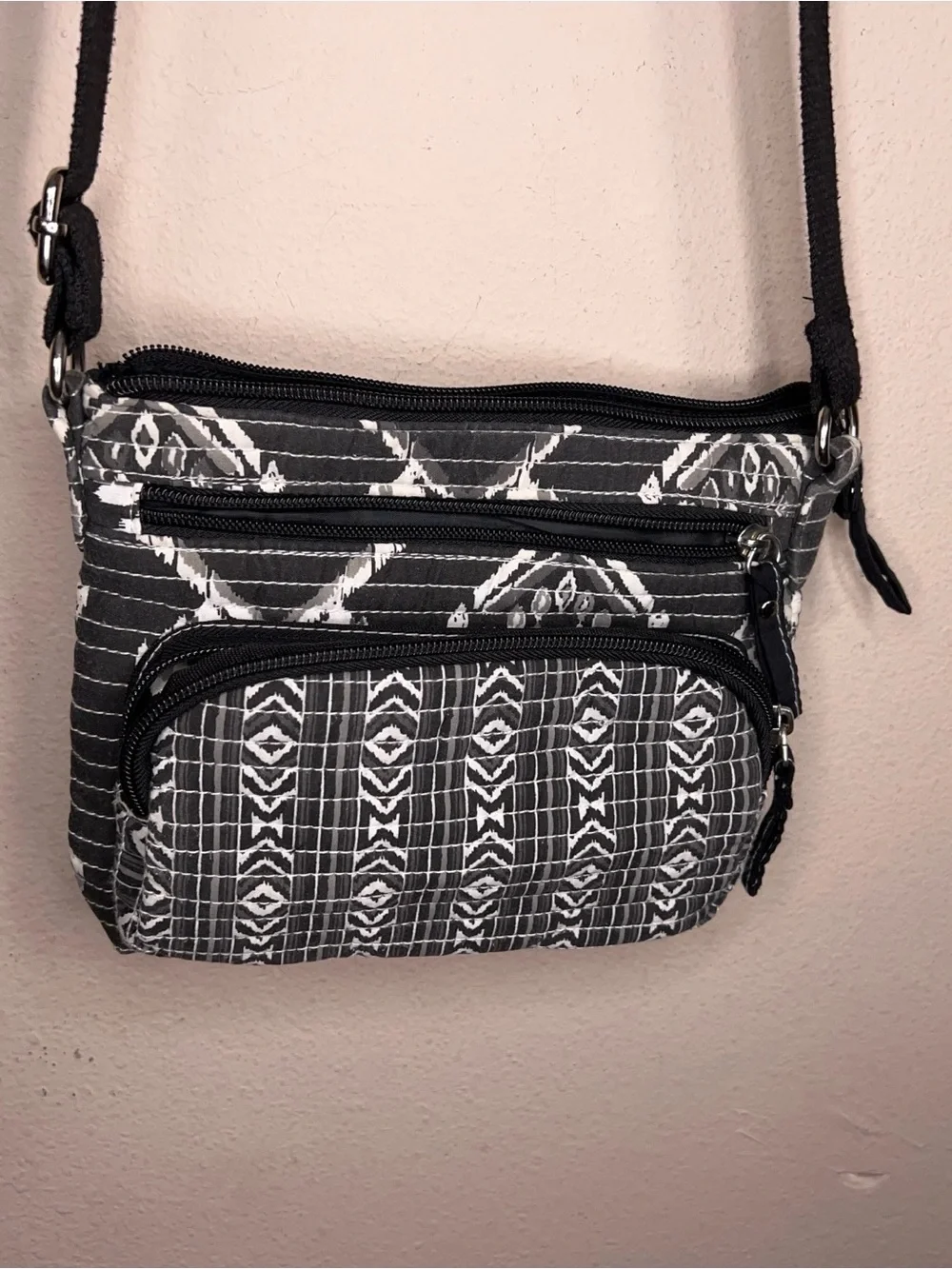 Black White Boho Crossbody Purse Festival Geometric Tribal Bohemian Travel
